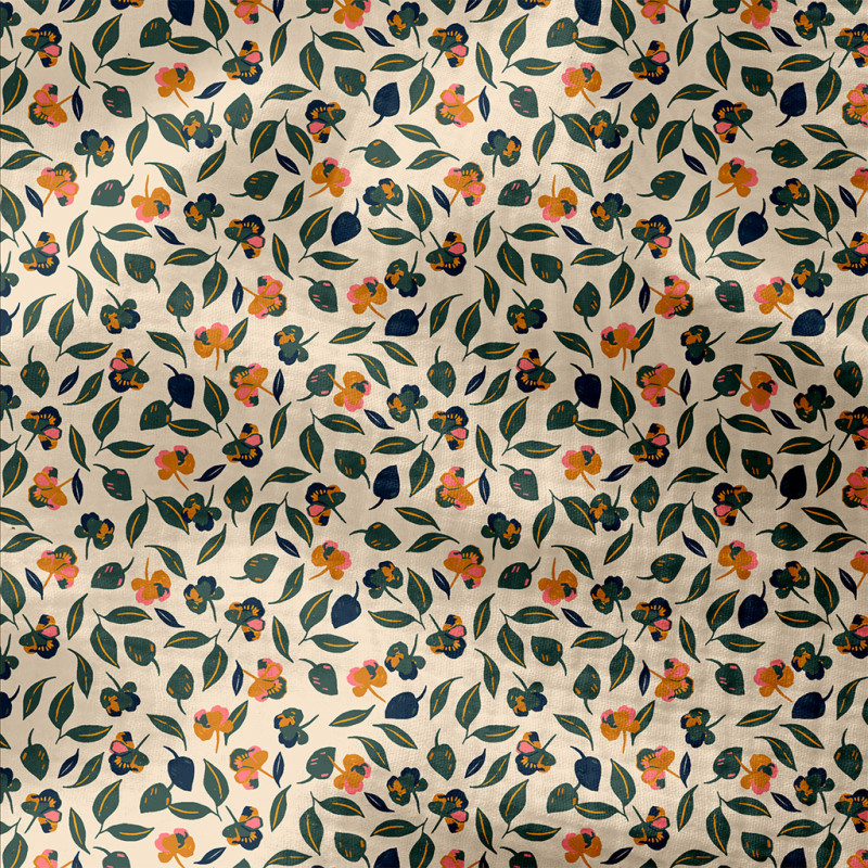 Printed Double Gauze FLAVIE Latte / Green